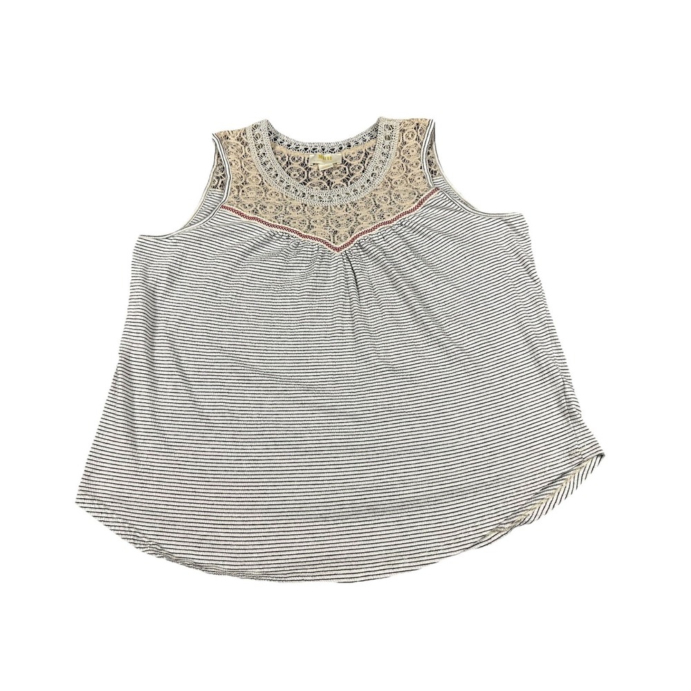 maeve anthropologie Lace Sleeveless Top Medium Striped Cotton Blend Shirt Blouse